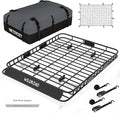 Wildroad Roof Rack Cargo Basket, Upgraded 4” Fence Wide Car Roof Basket Combo by WILDROAD