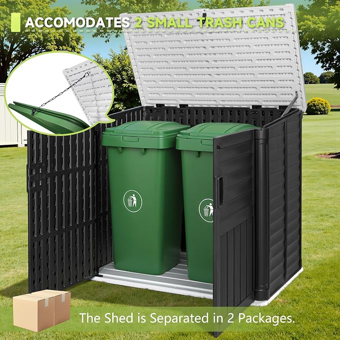 Devoko Resin Outdoor Storage Shed, 34 Cu Ft Outdoor Storage Cabinet Without - Image 3