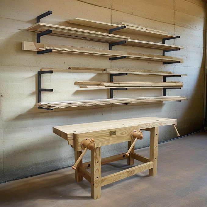 Wood Storage Racks with 3 Level, Garage Organizer Lumber Storage Rack Wall - Image 2