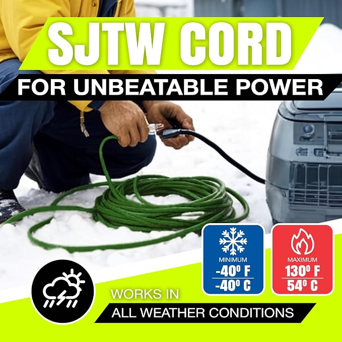 3ft Outdoor/Indoor Extension Cord 12/3 Gauge Extra Heavy Duty 3 Prong SJTW - Image 8