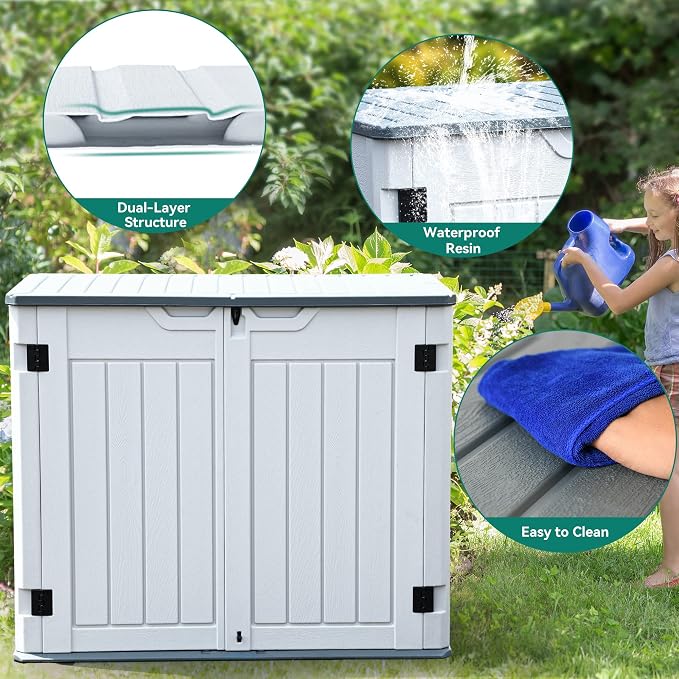 YITAHOME Extra Large Outdoor Horizontal Storage Shed, 4.5x4ft Resin Tool Sheds - Image 5