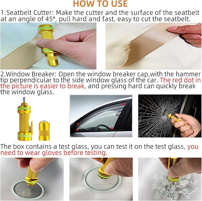 Allelic Car Window Breaker Tool, Window Breaker Seatbelt Cutter, Window Breaker - Image 5
