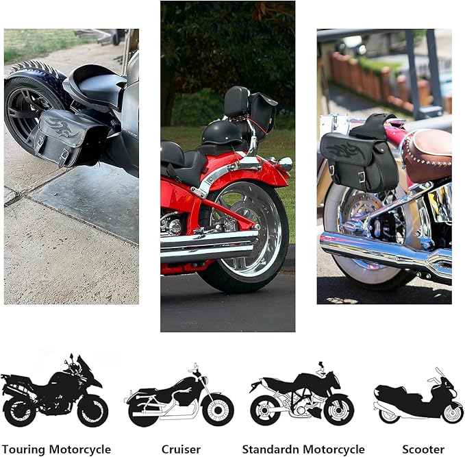GARGOYLE BELLS Motorcycle Saddle Bags Leather Motorcycle Luggage Bag - Image 3