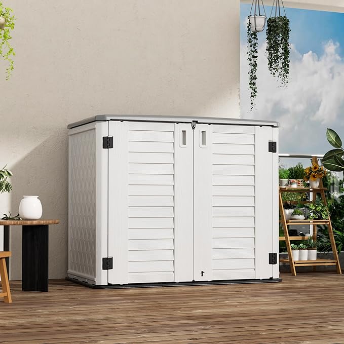 Outdoor Patio Storage Shed, Waterproof Horizontal Outdoor Storage Cabinet - Image 2