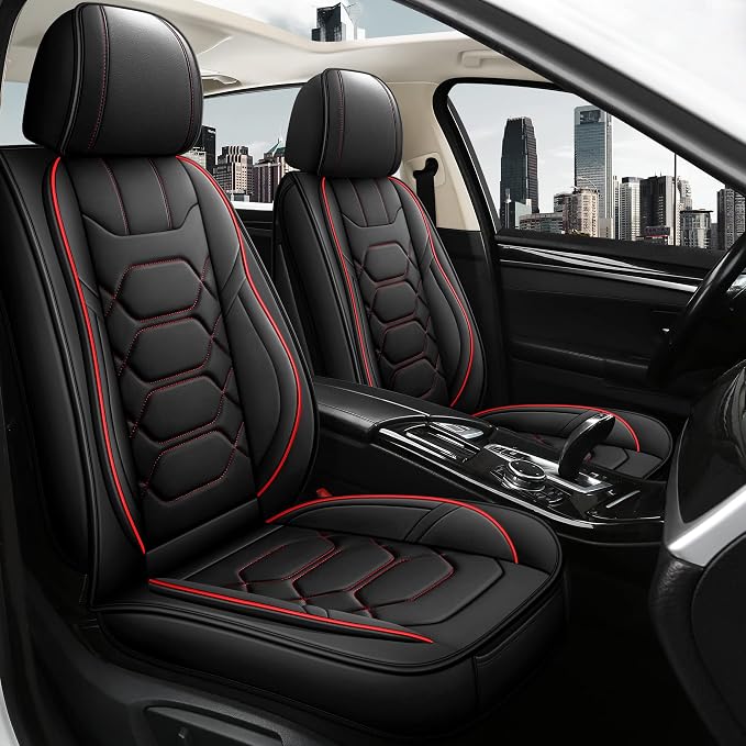 Pariitadin Leather Car Seat Covers Full Set, Waterproof Faux Leather Seat Covers by Pariitadin