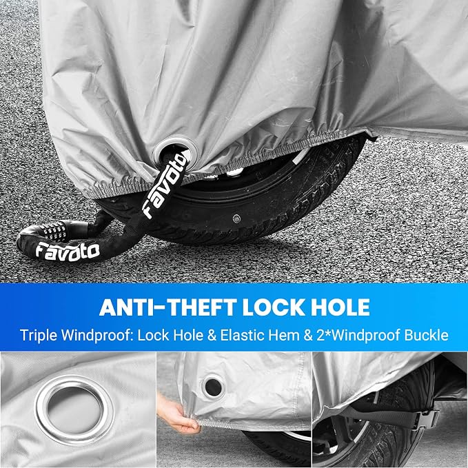 Favoto Motorcycle Cover Universal Heavy Duty Oxford Fabric - Image 5