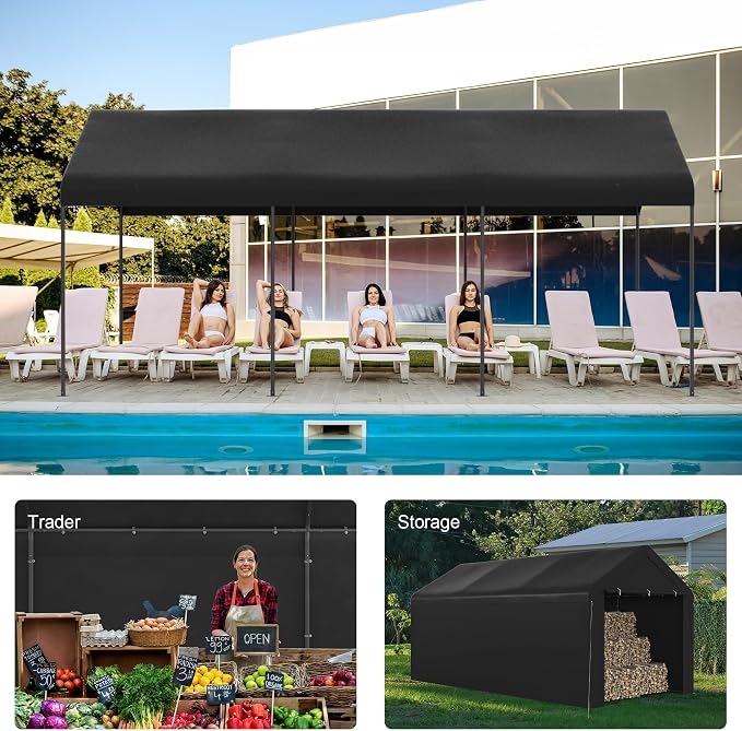 Carport, 10‘ x 20’ Heavy Duty Portable Garage All-Season Car Canopy w/Removable - Image 7