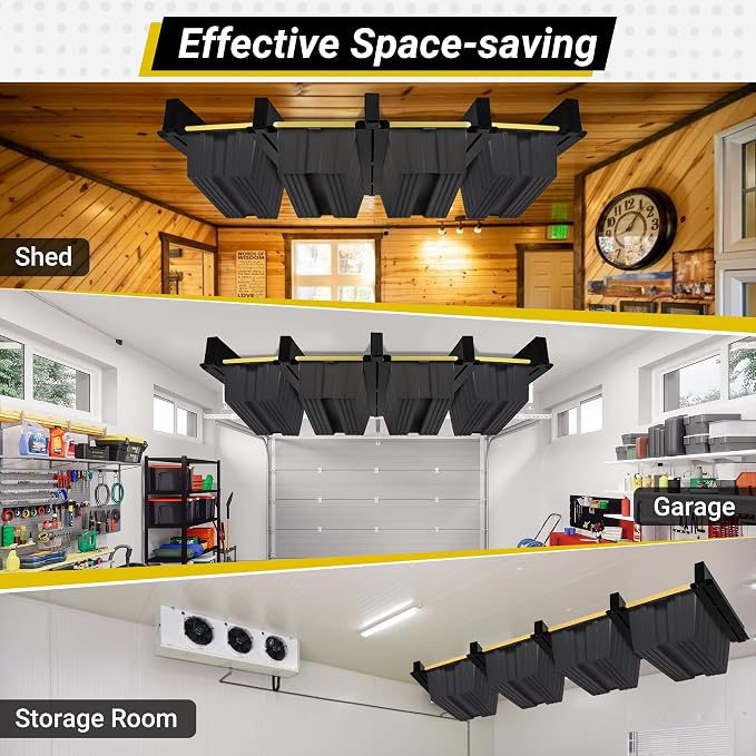 Overhead Garage Storage Rack 4-Bin, Heavy Duty Ceiling Racks w/ 400 LBS Load - Image 8