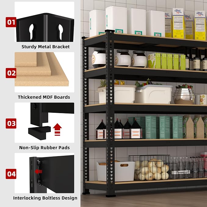 6 Packs 48" W x 24" D x 72" H Adjustable Garage Storage Shelves - Image 4