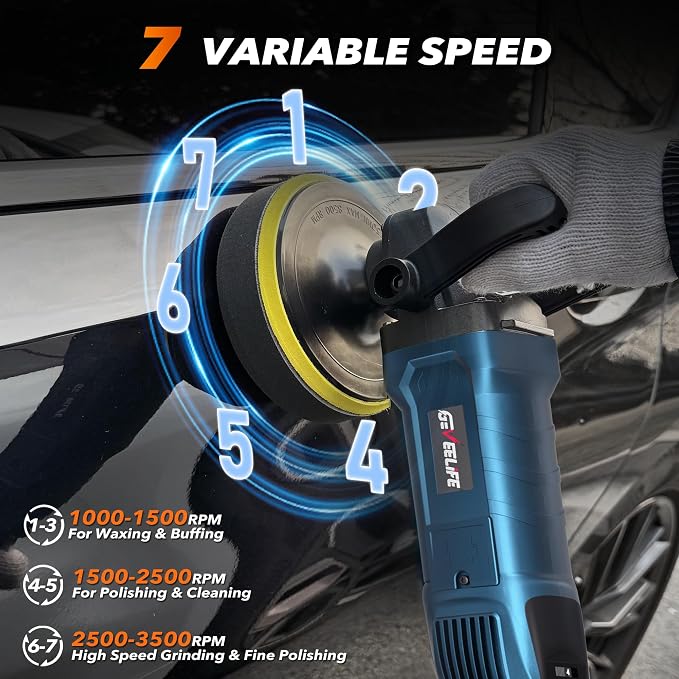 Buffer Polisher, 6 Inch/7 Inch 1600W Rotary Car Buffer Polisher Waxer, 7 - Image 3