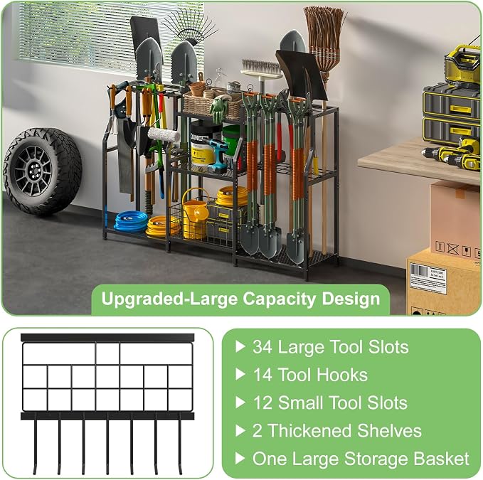 keomaisyto Garden Tool Organizer, Heavy Duty Yard Tool Tower Rack - Image 2