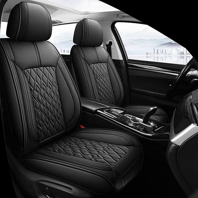 Pariitadin Leather Car Seat Covers Front Pair, Waterproof Breathable Faux by Pariitadin