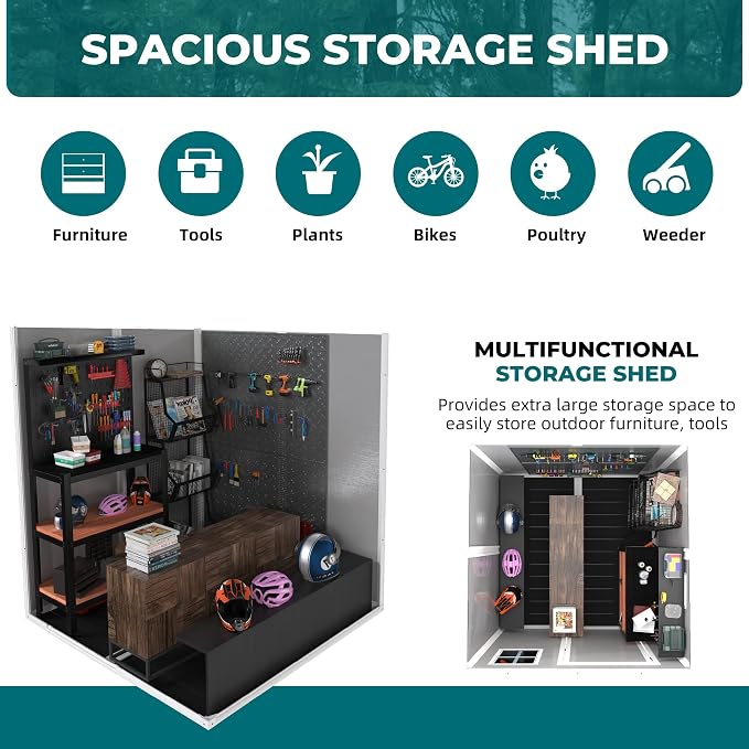 MyVoice 6x6 FT Outdoor Resin Storage Shed - Image 4