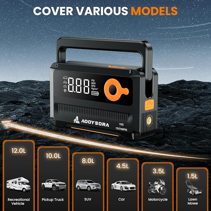 Car Battery Jump Starter with Air Compressor 6000A 150PSI Portable Car Battery - Image 6