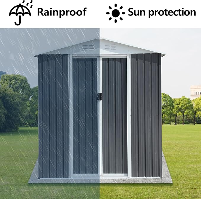 6x4 FT Outdoor Metal Storage Shed - Image 6
