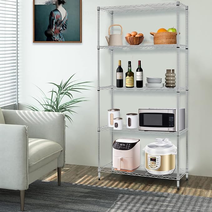 BestOffice 14Dx30Wx60H 5-Tier Wire Shelving Unit Steel Large Metal Shelf - Image 2