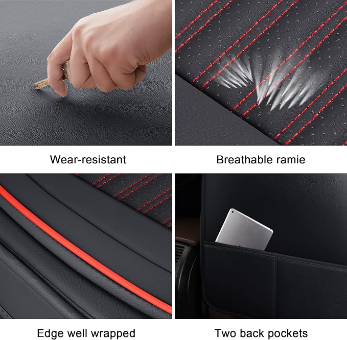 LINGVIDO Leather Car Seat Covers, Breathable and Waterproof Faux Leather - Image 4