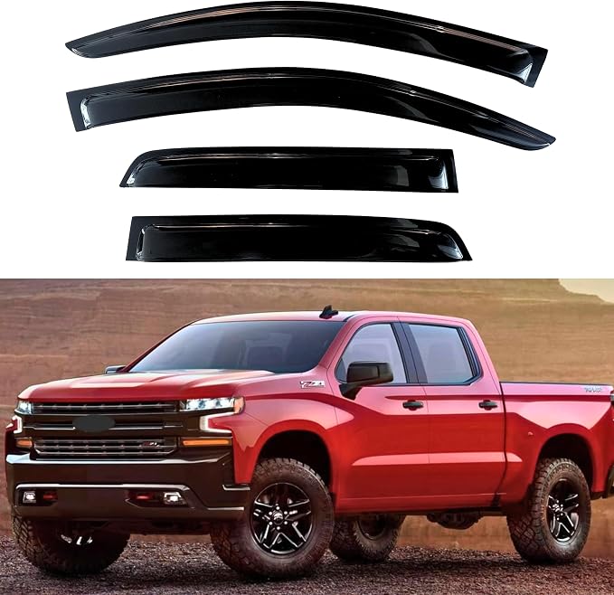 KPY Window Visor for 2019-2024 GMC Sierra Crew Cab & Chevrolet Chevy Silverado by KPYBizConnect
