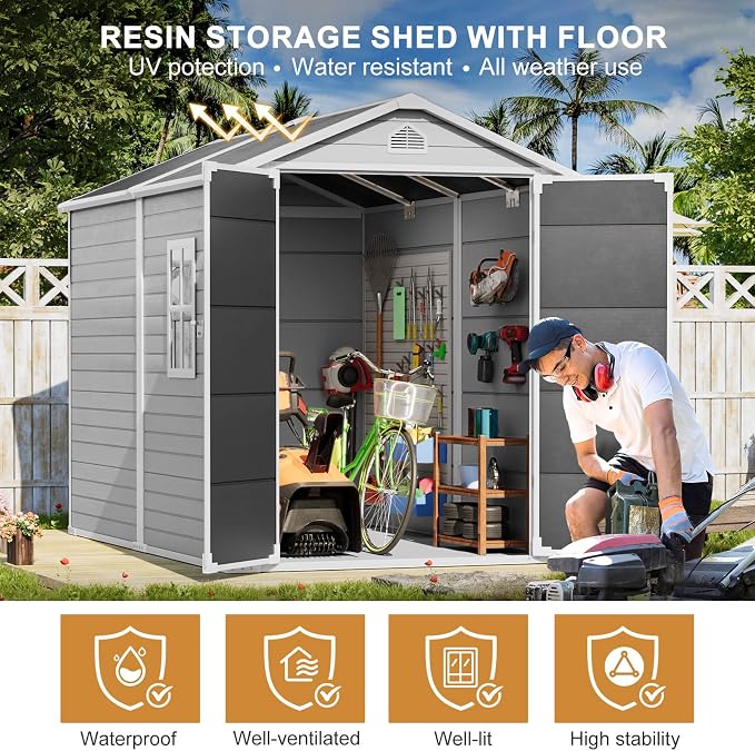 Restland 8x6 FT Resin Storage Shed - Image 6