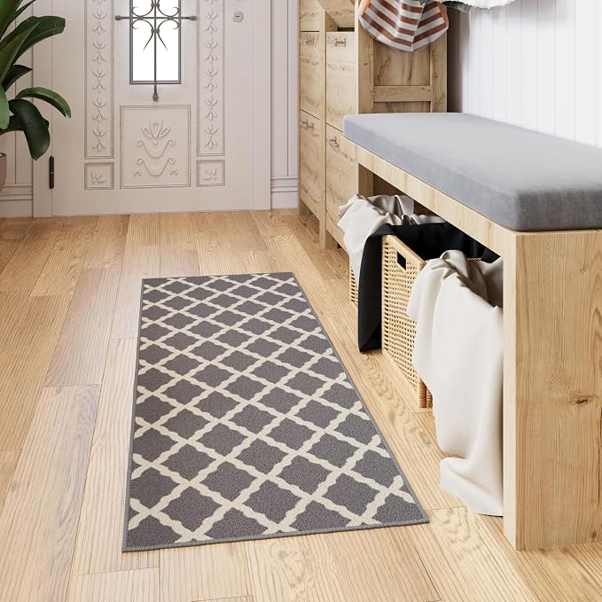 Ottomanson Hallway Runner Rug 20" x 59" Non Slip Trellis Area Rugs Easy to - Image 10