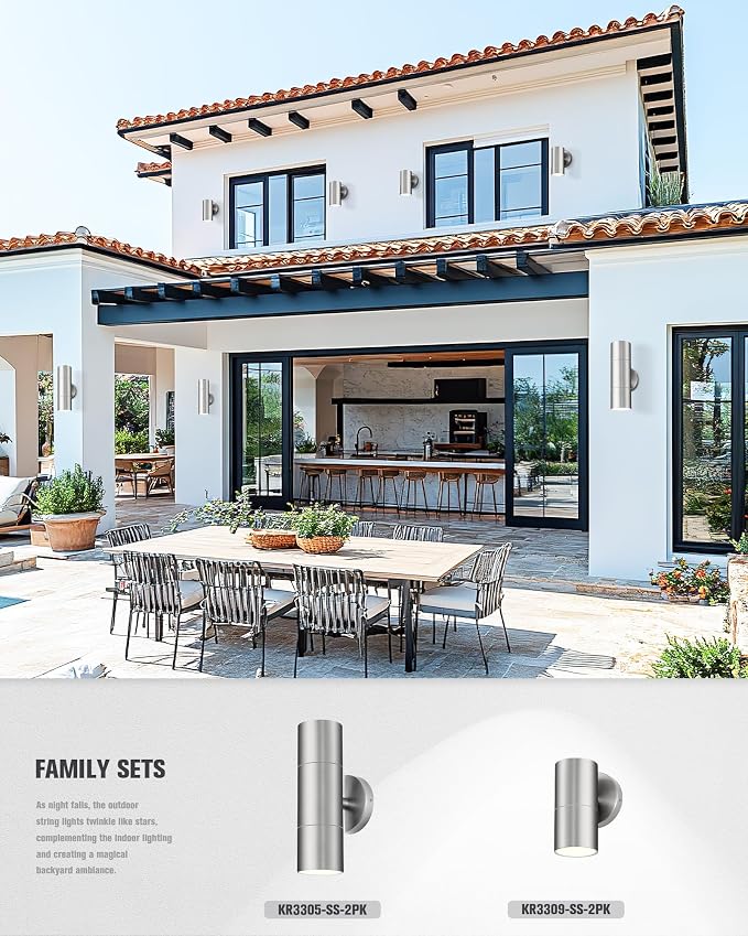 Ken & Ricky Stainless Steel Outdoor Wall Lights, Up Down Exterior Lighting - Image 7