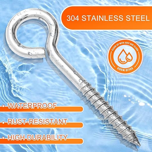 8Pcs Self Tapping Eyelet Screw Eye Bolt，6 Inch Heavy Duty Screw Eyes Hooks ，M10 - Image 5