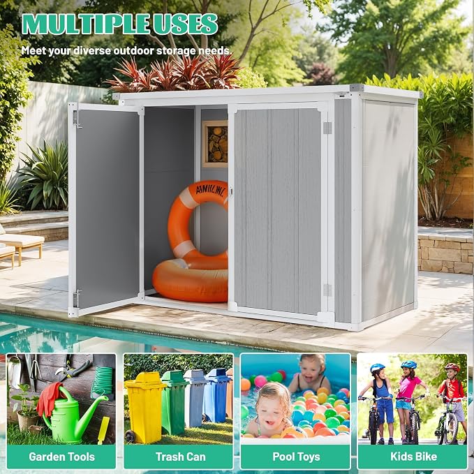 41 Cu.Ft Resin Shed with Floor, 4.7x2.5 FT Outdoor Horizontal Storage Shed - Image 5