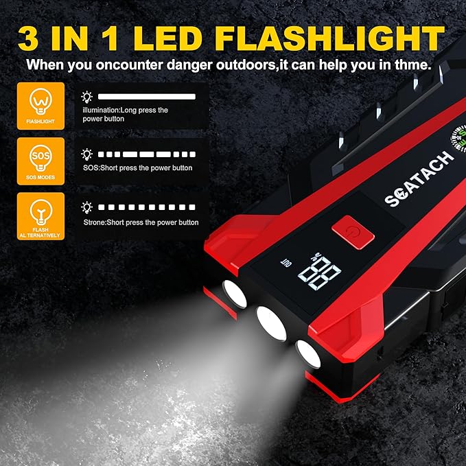 Scatach 011 3000A Car Battery Jump Starter, 12V Jump Starter Battery Pack - Image 5