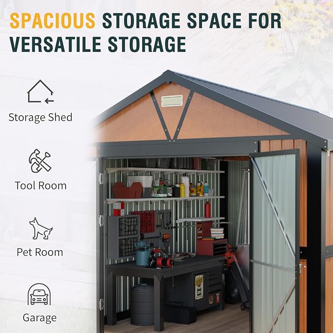 10x12 Ft Outdoor Storage Shed, Extra Large Metal Shed - Image 5
