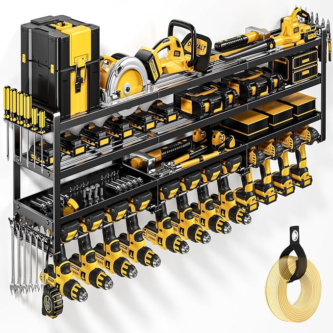 49" W Large Power Tool Organizer Wall Mount Loads 600 lbs, Heavy Duty 4-Tier 12 by POKIPO