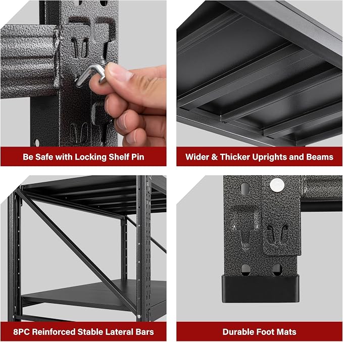 5000LBS Heavy Duty Garage Shelving Units, Metal Garage Shelves, Large Storage - Image 6