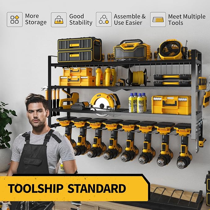 SOYEEZE Power Tool Organizer, Drill Holder Wall Mount, 4 Layers Tool Storage - Image 6