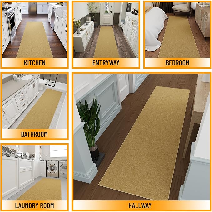Ottomanson Hallway Runner Rug 2'7" x 9'10" Non Slip Solid Area Rugs Easy to - Image 3