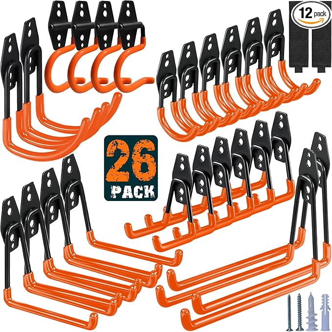 26 Pack Garage Hooks Heavy Duty Utility Steel by HUPBIPY