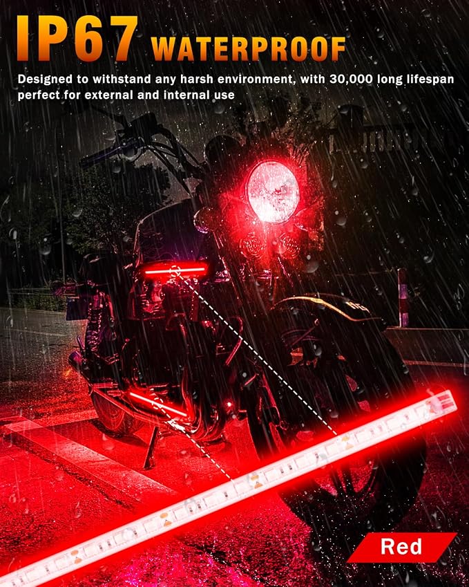 Qasim Car LED Strip Light 12V Red 12.5''/32CM - Image 3