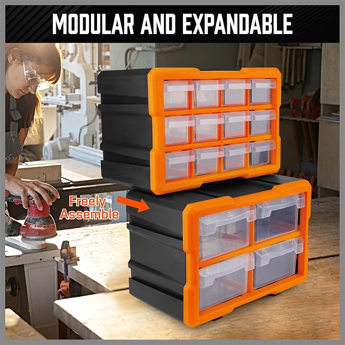HORUSDY 16-Drawer Storage Cabinet, Wall Mountable Parts Organizer - Image 7