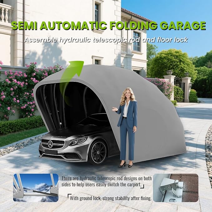 18×8.2×7.5FT Heavy Duty Carport, Portable Stainless Steel Garage, Retractable - Image 2
