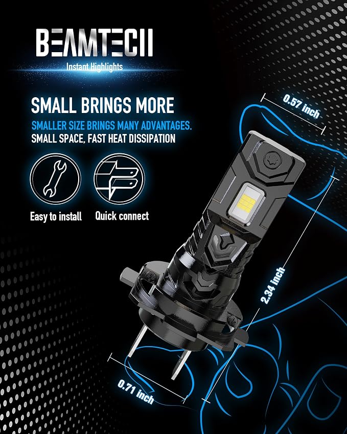 BEAMTECH H7 Light Bulb, No Adapter Need High Speed Fan 6500K Xenon White H7 - Image 6