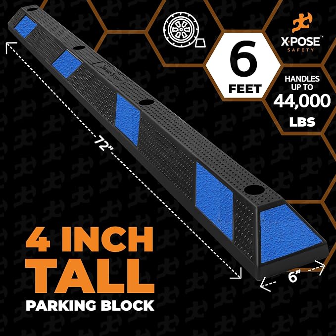 Xpose Safety 72" Heavy Duty Rubber Parking Stopper – 10 Pack Wheel Blocks - Image 3