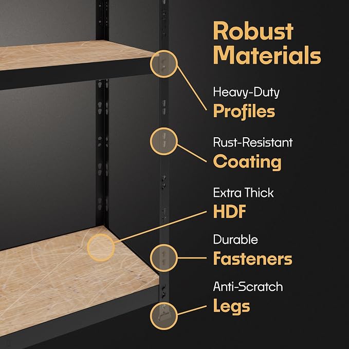 Storage Shelves: 4 Storage Shelves Heavy Duty w/ 2, 640 lb Total Load Capacity - Image 5