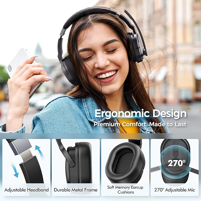 Trucker Bluetooth Headset with Dongle, Wireless Headsets with Noise Cancelling - Image 6