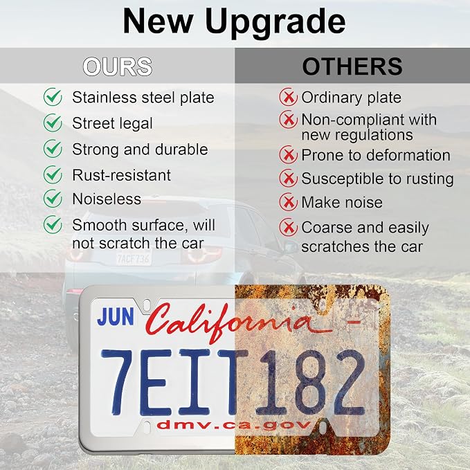 LivTee Chrome License Plate Frames, 4 Holes Stainless Steel License Plate Covers - Image 6