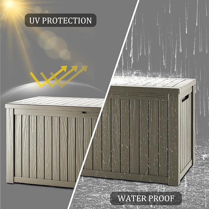 150 Gallon Lockable Resin Deck Box, Waterproof & UV-Resistant Outdoor Storage - Image 5