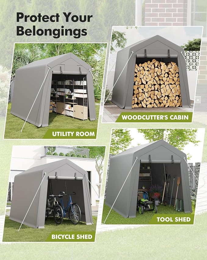 7 x 10 ft Carport Storage Shed, Portable Garage - Image 6