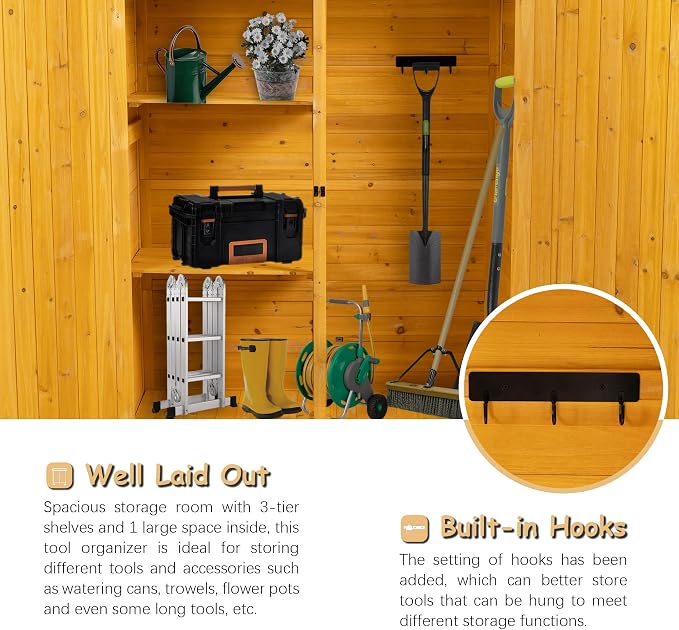 56" L x 19.5" W x 64" H Outdoor Wooden Storage Shed - Image 4