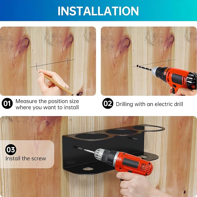 3 Holes All-Purpose Spray Bottle Holder Wall Mount Heavy Duty Spray Can Holder - Image 7
