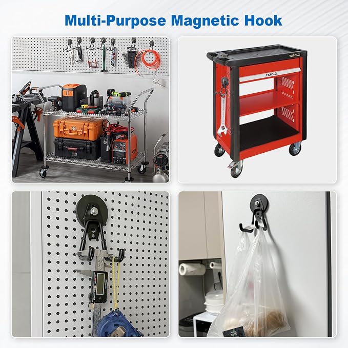 2-Pack Large Heavy-Duty Magnetic Garage Hooks - Image 4