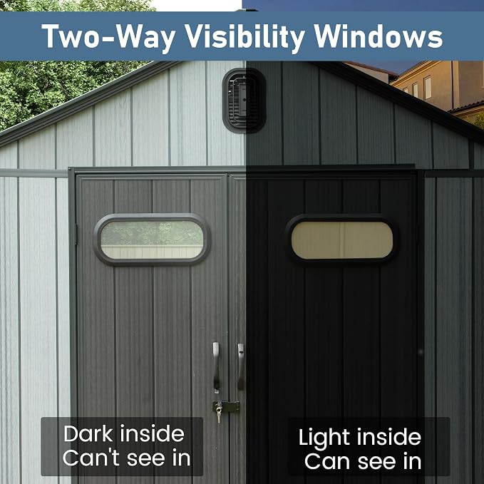 Domi 8x8 FT Outdoor Resin Storage Shed, All-Weather Double-Wall Storage Building - Image 7