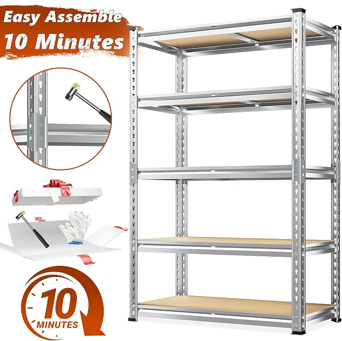 REIBII Garage Shelving, 5 Tier Storage Shelves Load 2020LBS, Adjustable Garage - Image 9