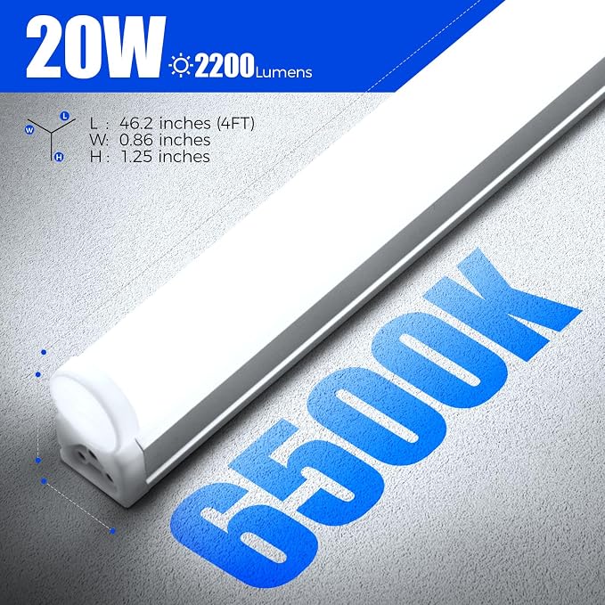 Barrina (6 Pack LED T5 Integrated Single Fixture, 6500K Super Bright White - Image 6